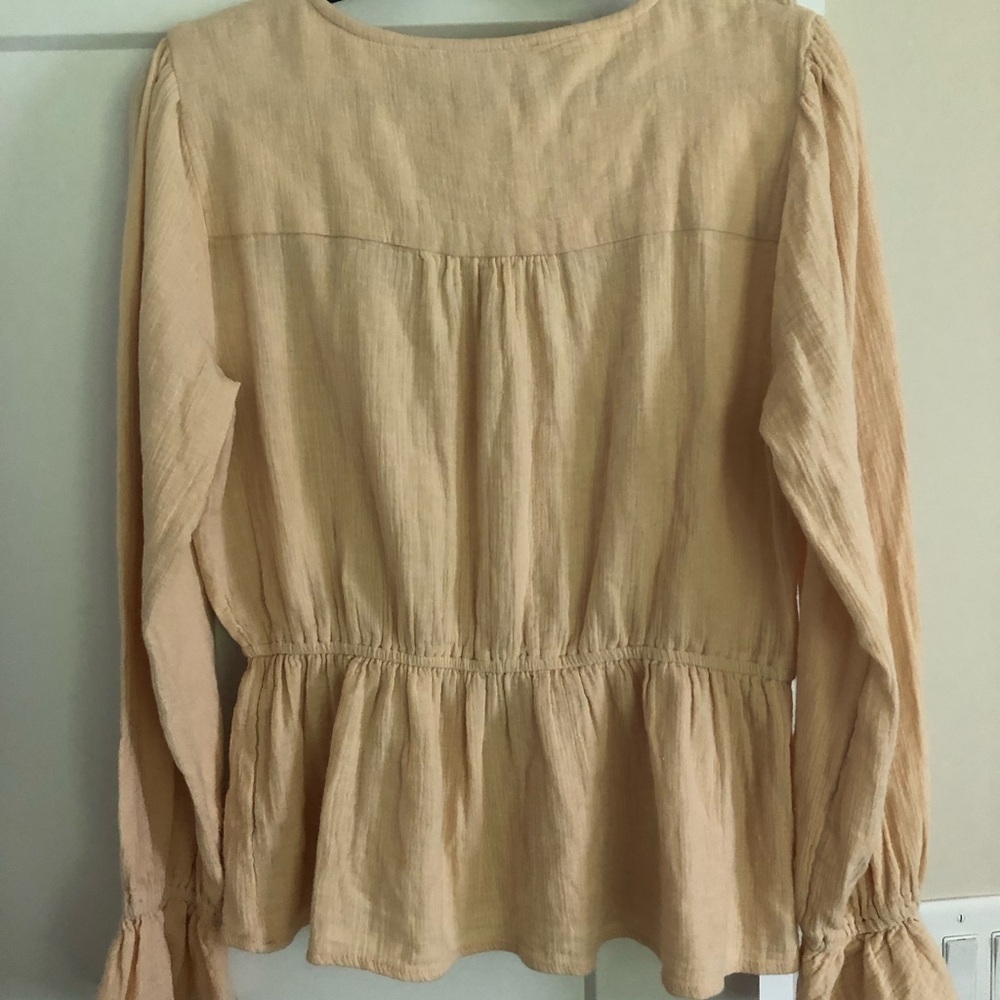 American Rag Tan Gold Ruffled Bell Sleeve Blouse - Picture 5 of 6